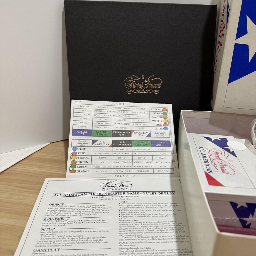 Trivial Pursuit All American Vintage 1993 Parker Brothers Board Game New Open Bx - Picture 11 of 14